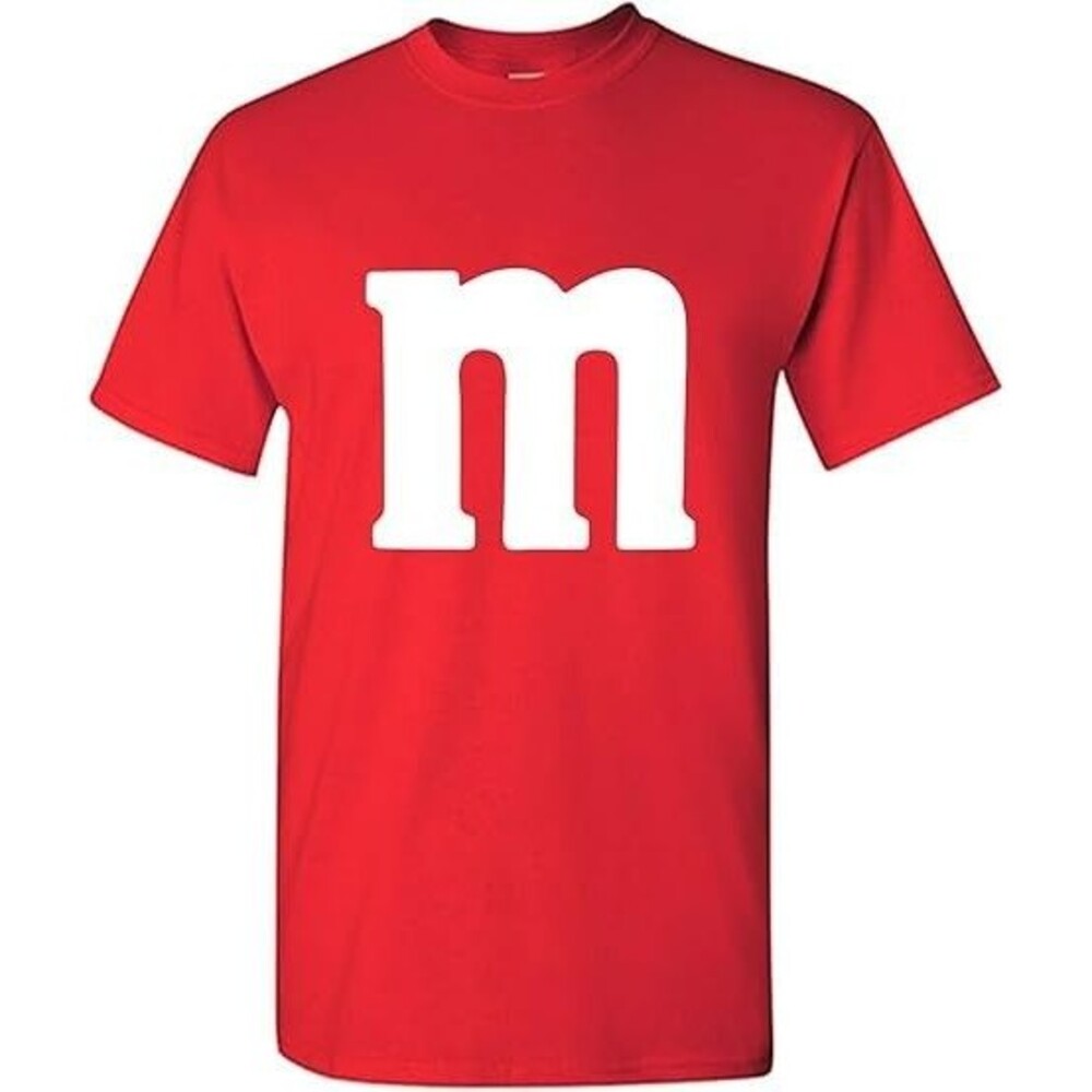 Men's Classic Graphic T-Shirts LARGE Letter M Red Funny Shirt Spooky Humor